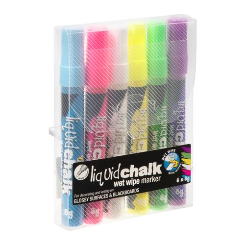 Texta Liquid Chalk Marker Wet Wipe Assorted 4mm Wallet 6