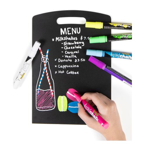 Texta Liquid Chalk Marker Wet Wipe Assorted 4mm Wallet 6