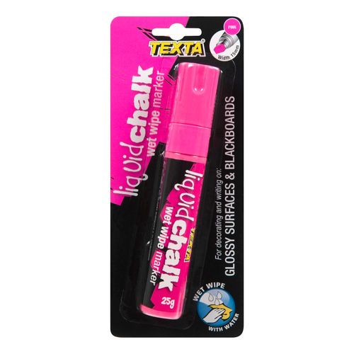 Texta Liquid Chalk Marker Wet Wipe Pink 15mm - Sold Each (12 per Box)