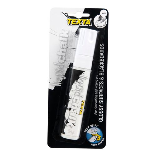 Texta Liquid Chalk Marker Wet Wipe White 15mm - Sold Each (12 per Box)