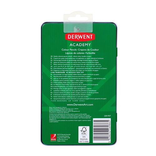Derwent Academy Coloured Pencils Assorted Pack 12
