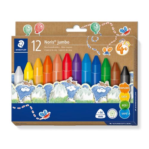 Staedtler Noris Triangular Jumbo Wax Crayons - 12 Assorted Colours 228 14 C12