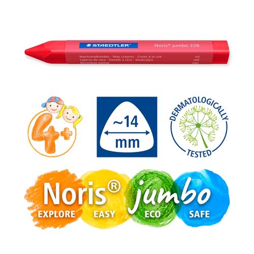 Staedtler Noris Triangular Jumbo Wax Crayons - 12 Assorted Colours 228 14 C12