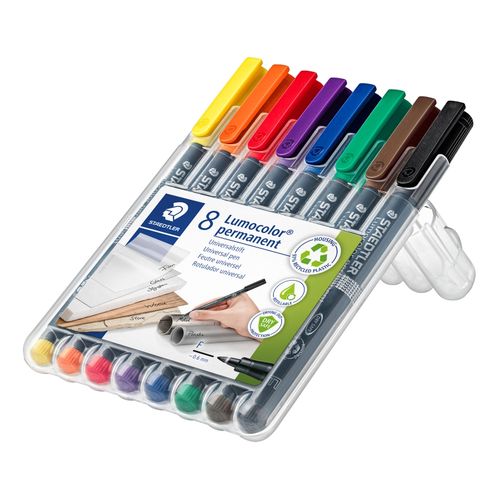 Staedtler Lumocolor Permanent Fine Marker 318 Assorted Wallet of 8