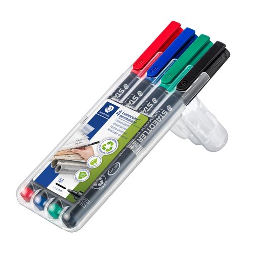Staedtler Lumocolor Permanent Medium Marker 317 Assorted Wallet of 4