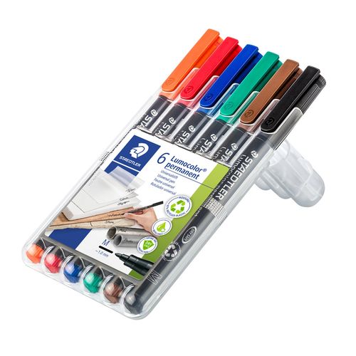 Staedtler Lumocolor Permanent Medium Marker 317 Assorted Wallet of 6