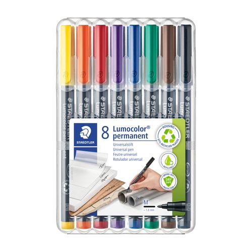 Staedtler Lumocolor Permanent Medium Marker 317 Assorted Wallet of 8