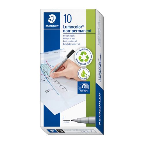 Staedtler Lumocolor Non Permanent Fine Marker 316 Black Box 10