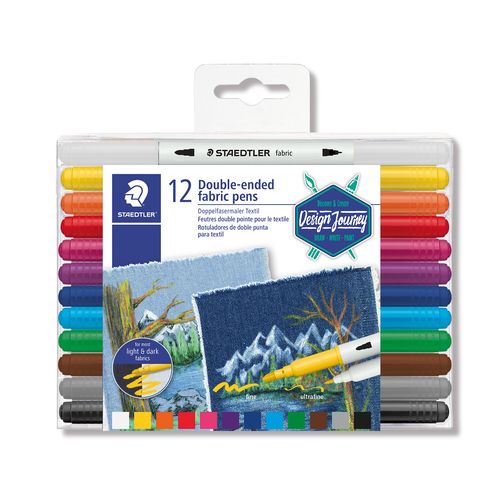Staedtler Double-Ended Fabric Markers Box Of 12 Assorted Colours 3190 TB12