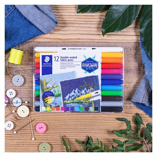 Staedtler Double-Ended Fabric Markers Box Of 12 Assorted Colours 3190 TB12