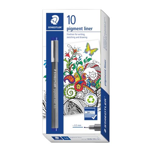 Staedtler Pigment Liner 0.5mm Blue 308 05-3 Box 10