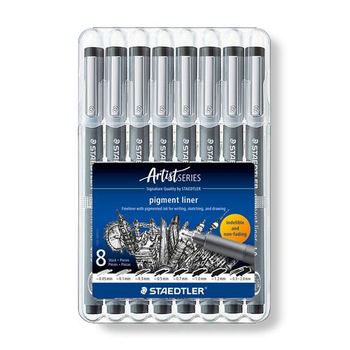 Staedtler Pigment Liner Wallet Of 8 Line Widths 308 SB8