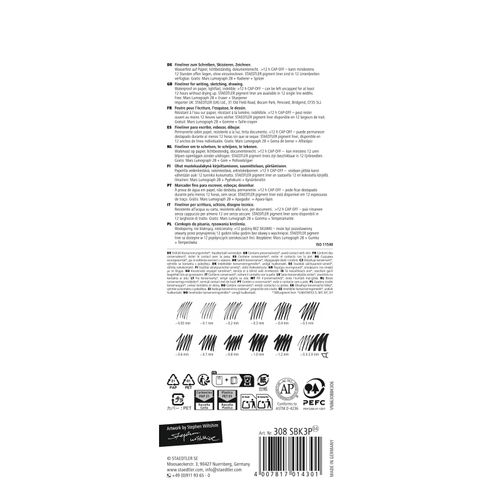 Staedtler Pigment Liner Artist Set 308 SBK3P