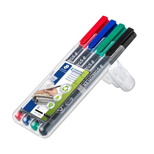Staedtler Lumocolor Permanent Broad Marker 314 Assorted Wallet of 4