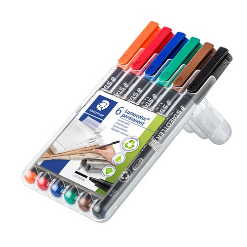 Staedtler Lumocolor Permanent Broad Marker 314 Assorted Wallet of 6
