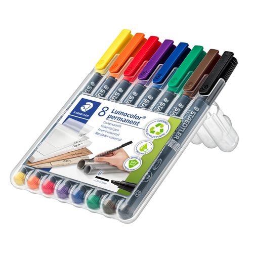 Staedtler Lumocolor Permanent Broad Marker 314 Assorted Wallet of 8