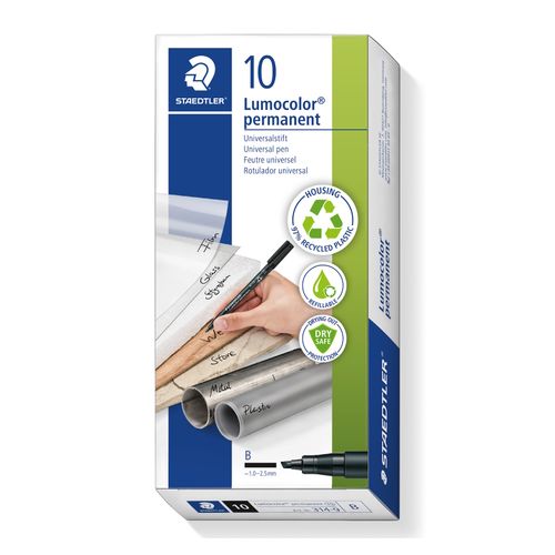 Staedtler Lumocolor Permanent Broad Marker 314 Black Box 10