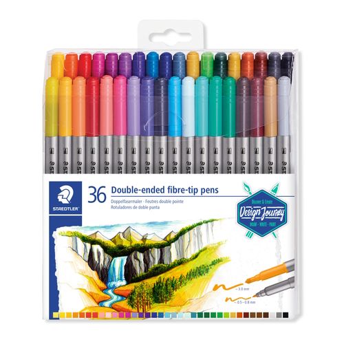 Staedtler Double Ended Fibre Tip Colouring Markers 3200 TB36 Assorted Wallet 36