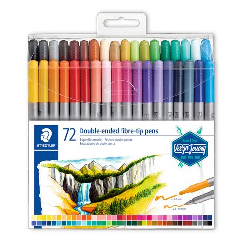 Staedtler Double Ended Fibre Tip Colouring Markers 3200 TB72 Assorted Wallet 72