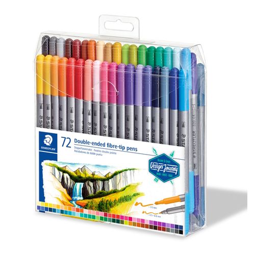 Staedtler Double Ended Fibre Tip Colouring Markers 3200 TB72 Assorted Wallet 72
