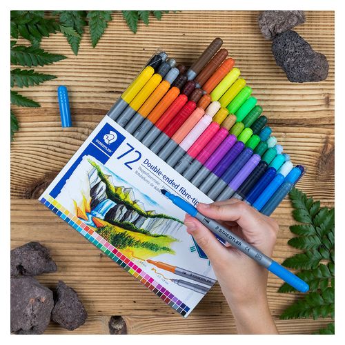 Staedtler Double Ended Fibre Tip Colouring Markers 3200 TB72 Assorted Wallet 72