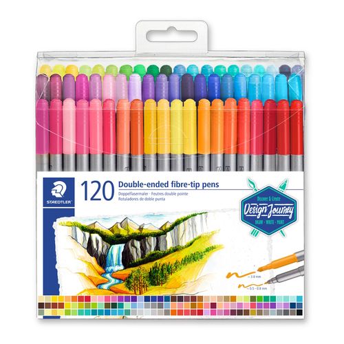 Staedtler Double Ended Fibre Tip Colouring Markers 3200 TB120 Assorted Wallet 120