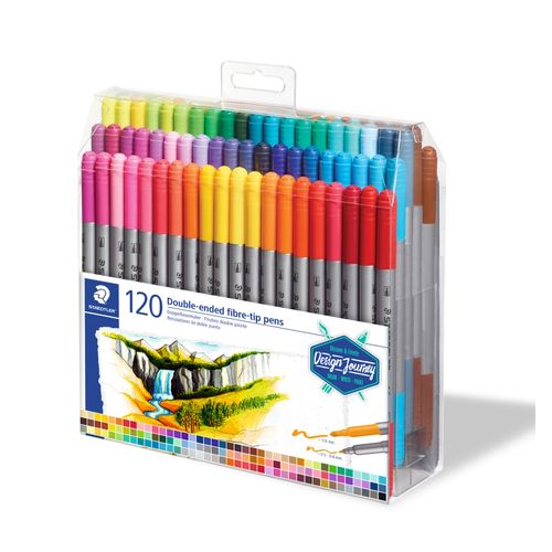 Staedtler Double Ended Fibre Tip Colouring Markers 3200 TB120 Assorted Wallet 120