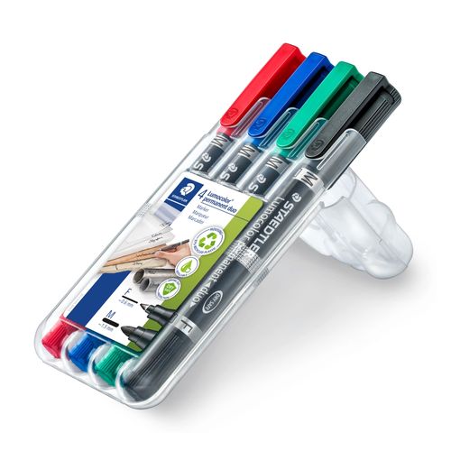 Staedtler 348 Permanent Twin Tip Marker Assorted Wallet of 4