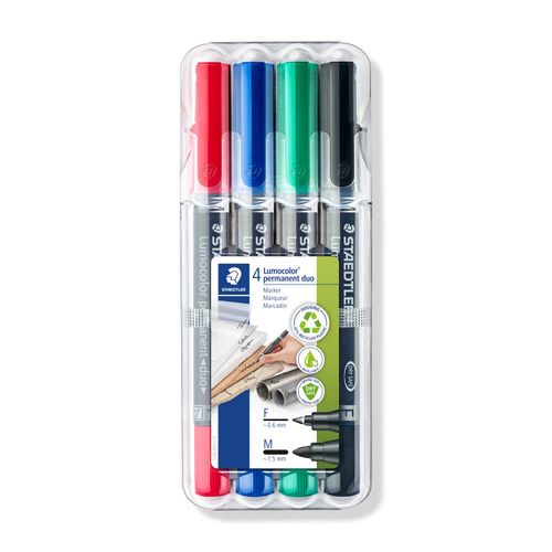 Staedtler 348 Permanent Twin Tip Marker Assorted Wallet of 4