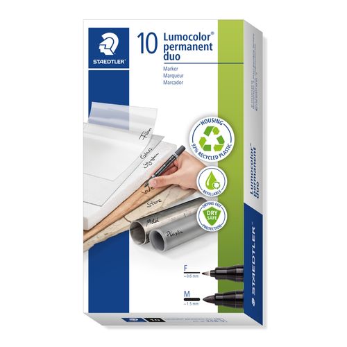 Staedtler 348 Permanent Twin Tip Marker Black Box 10