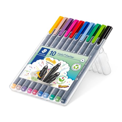 Staedtler Triplus Fineliner Pen Wallet Of 10 Assorted Colours 334 SB10