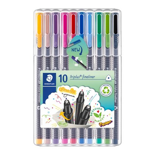 Staedtler Triplus Fineliner Pen Wallet Of 10 Assorted Colours 334 SB10