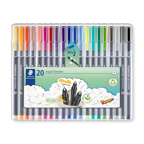 Staedtler Triplus Fineliner Pen Wallet Of 20 Assorted Colours 334 SB20