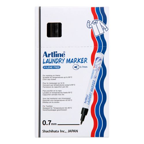 Artline 750 Laundry Marker 0.7mm Bullet Nib Black - Sold Each (12 per Box)