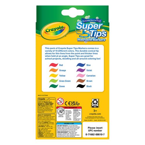 Crayola Washable Super Tip Markers Assorted Pack 10