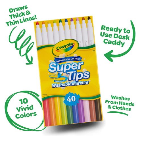 Crayola Washable Super Tip Markers Deskpack Assorted Pack 40
