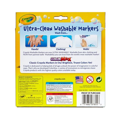 Crayola Ultra Clean Washable Jumbo Markers Bright Colours Pack 10