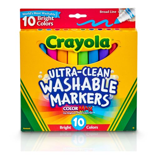Crayola Ultra Clean Washable Jumbo Markers Bright Colours Pack 10