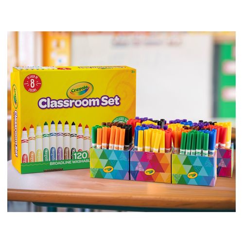 Crayola Ultra Clean Washable Jumbo Markers Classic Colours Classpack Pack 120
