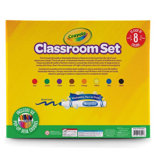 Crayola Ultra Clean Washable Jumbo Markers Classic Colours Classpack Pack 120