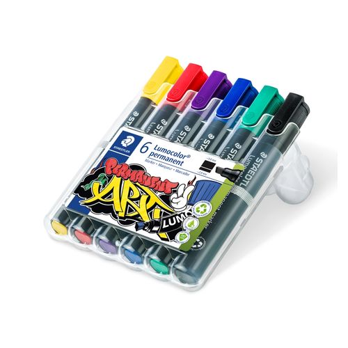 Staedtler 350 Permanent Marker Chisel Assorted Bright Wallet of 6