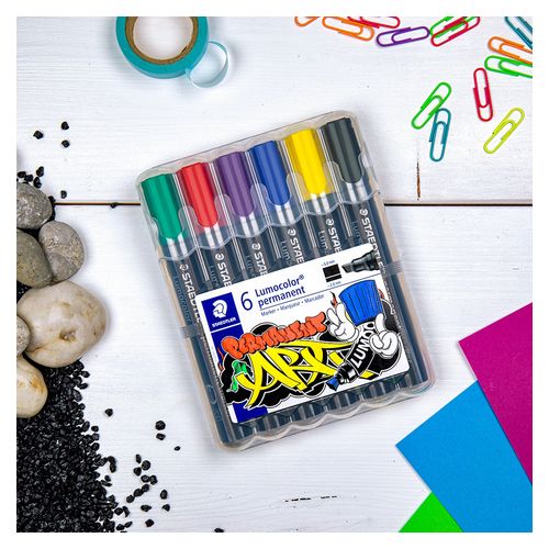 Staedtler 350 Permanent Marker Chisel Assorted Bright Wallet of 6