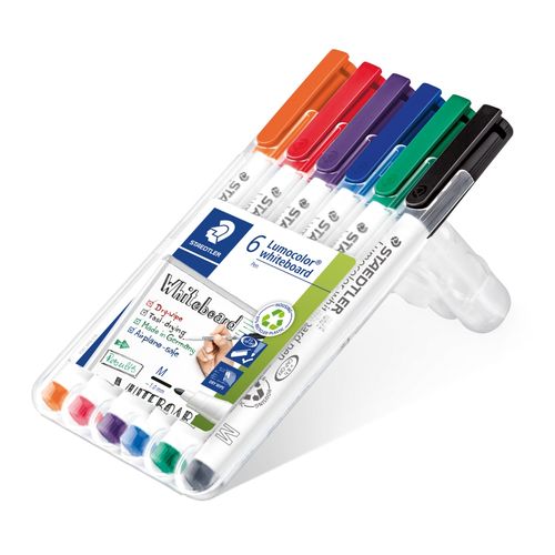 Staedtler Lumocolor 301 Whiteboard Marker Bullet Assorted Colours Wallet 6