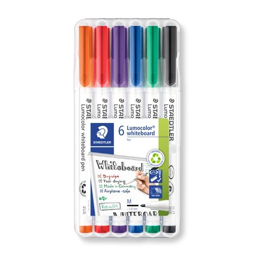 Staedtler Lumocolor 301 Whiteboard Marker Bullet Assorted Colours Wallet 6
