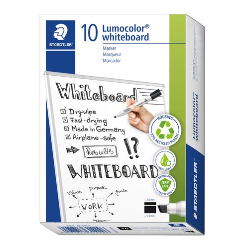 Staedtler Lumocolor 351B Whiteboard Marker Chisel Black - Sold Each (10 per box)