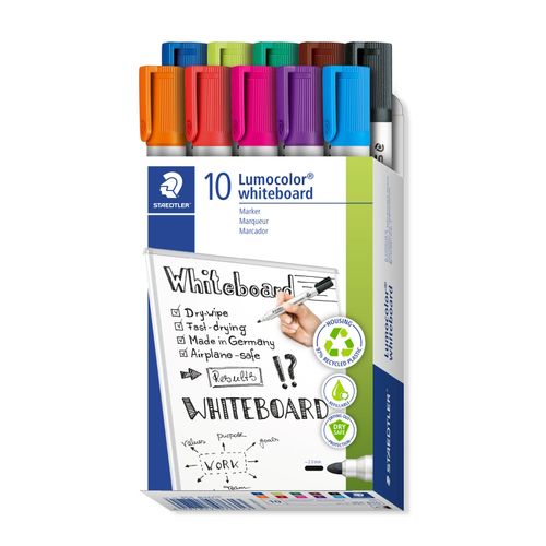 Staedtler Lumocolor 351 Whiteboard Marker Bullet Assorted Colours Box 10