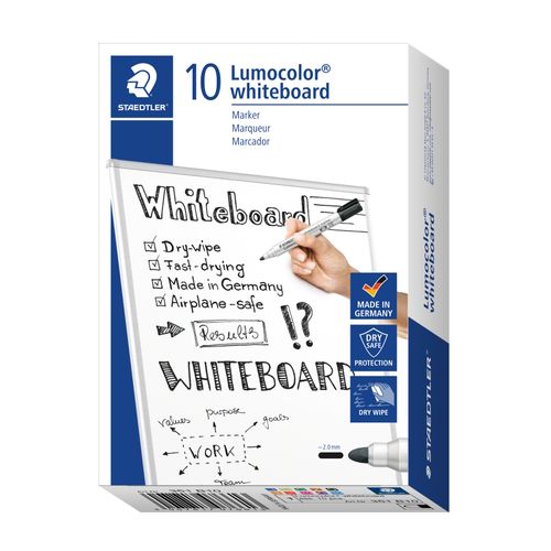 Staedtler Lumocolor 351 Whiteboard Marker Bullet Assorted Colours Box 10