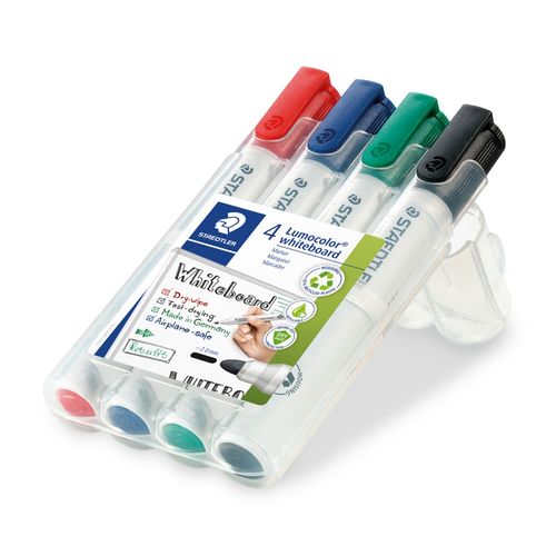 Staedtler Lumocolor 351 Whiteboard Marker Bullet Assorted Colours Wallet 4
