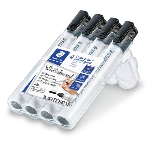Staedtler Lumocolor 351 Whiteboard Marker Bullet Black Wallet 4