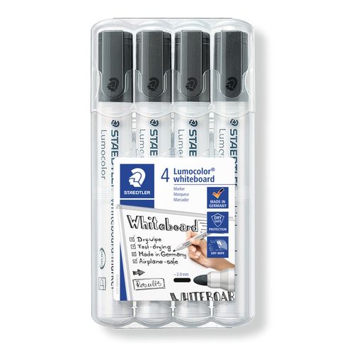 Staedtler Lumocolor 351 Whiteboard Marker Bullet Black Wallet 4